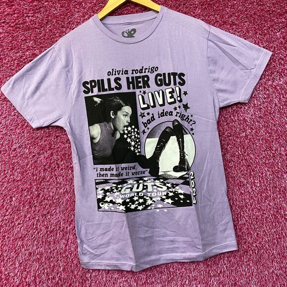 Olivia Rodrigo Spills Her Guts Live Purple T-Shirt Large - Picture 3 of 4